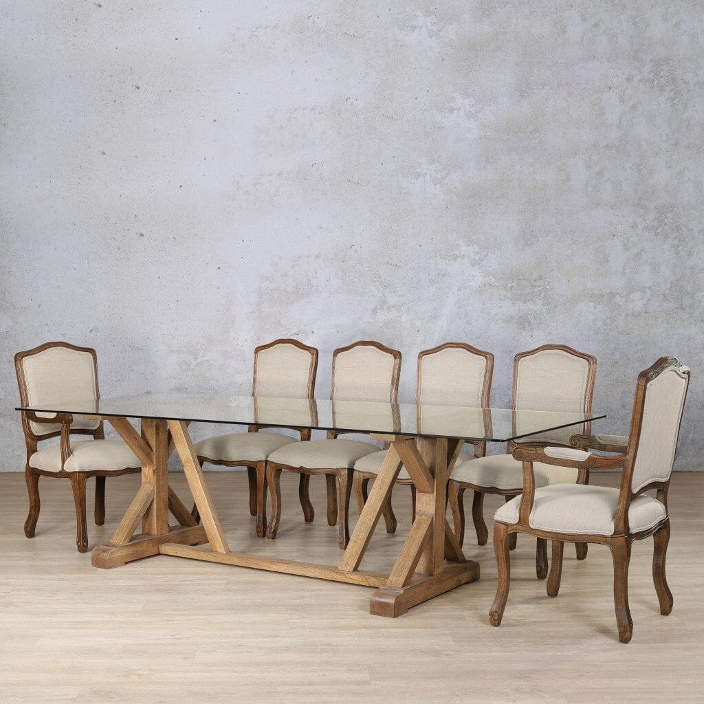 Berkeley Glass Top & Duke 10 Seater Dining Set Dining room set Leather Gallery  Antique Dark Oak