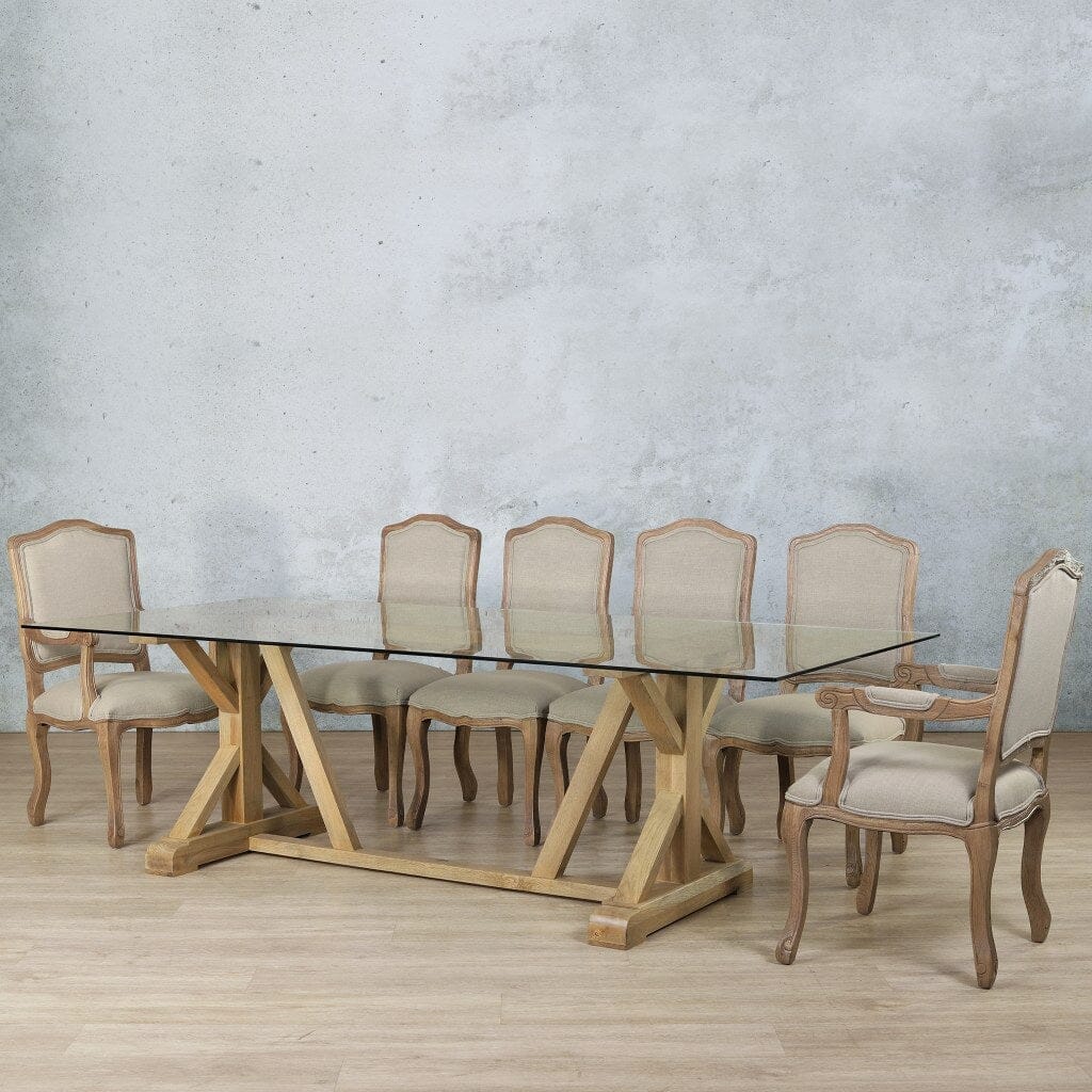 Berkeley Glass Top & Duke 10 Seater Dining Set Dining room set Leather Gallery  Antique Natural Oak