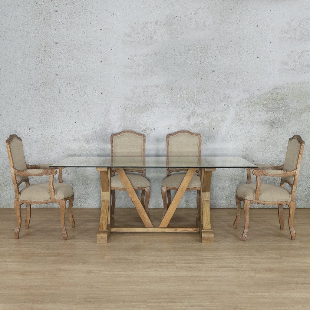 Berkeley Glass Top & Duke 6 Seater Dining Set Dining room set Leather Gallery Antique Natural Oak