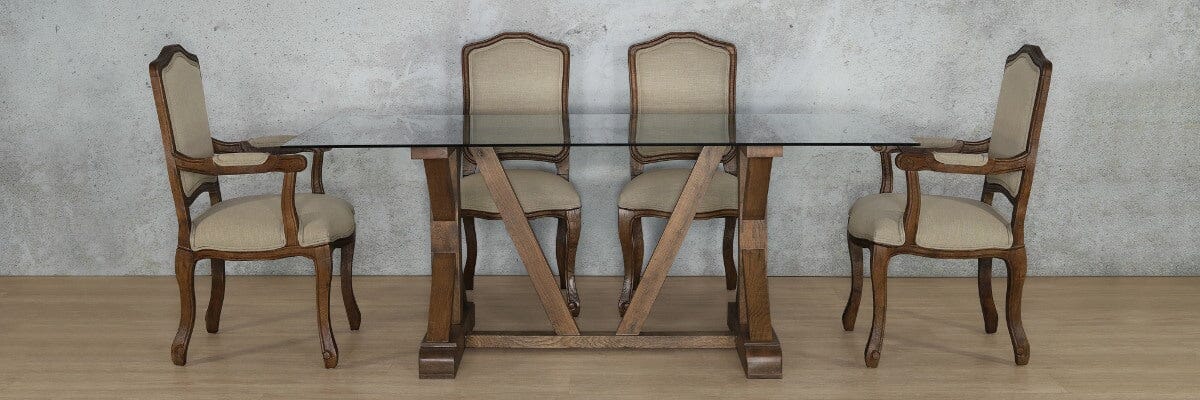 Berkeley Glass Top & Duke 6 Seater Dining Set Dining room set Leather Gallery