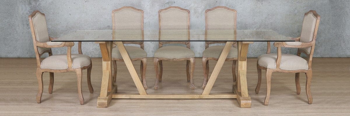 Berkeley Glass Top & Duke 8 Seater Dining Set Dining room set Leather Gallery