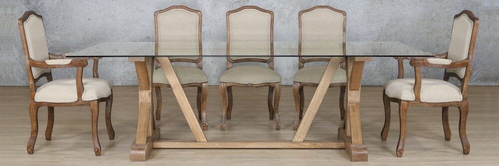Berkeley Glass Top & Duke 8 Seater Dining Set Dining room set Leather Gallery