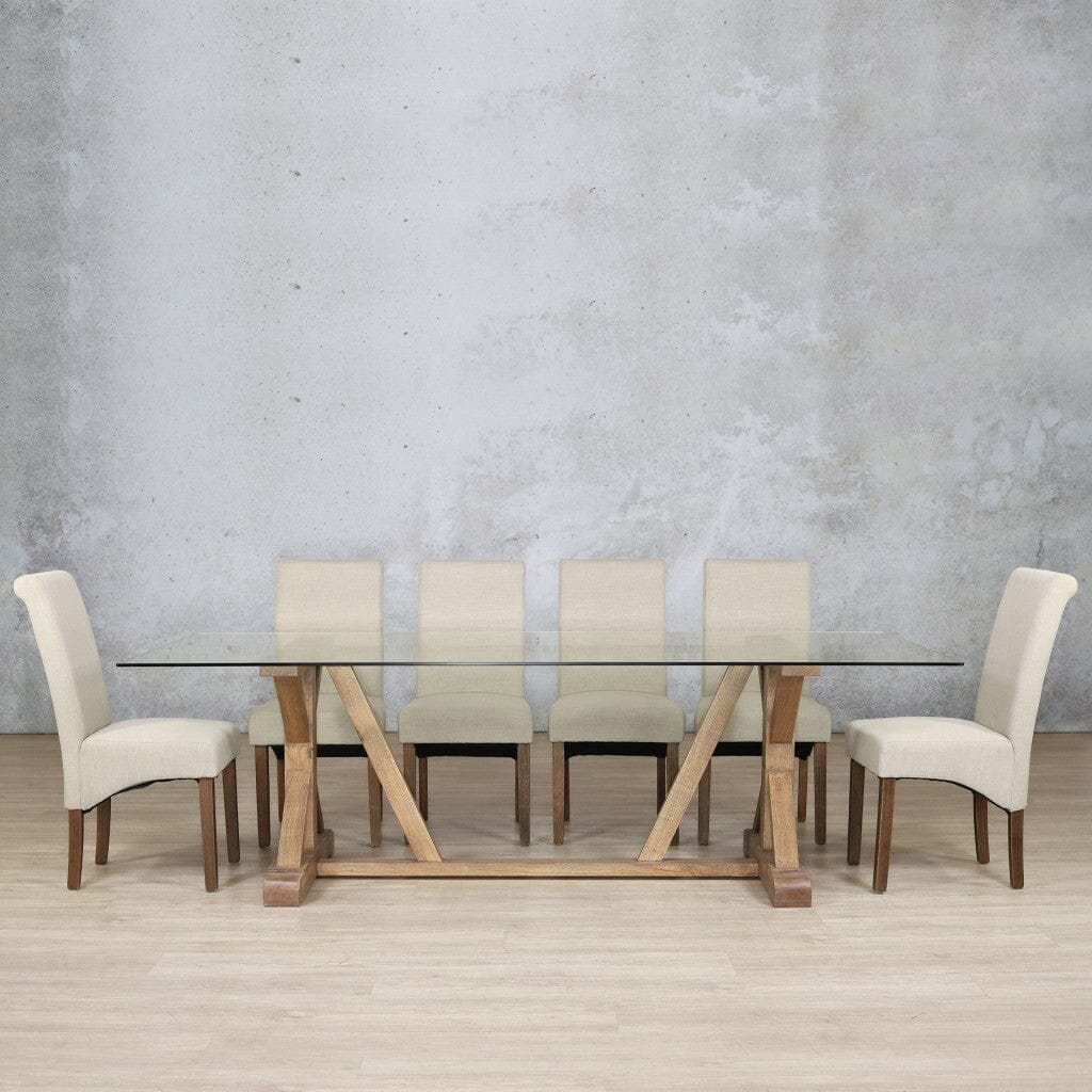 Berkeley Glass Top & Windsor 10 Seater Dining Set Dining room set Leather Gallery Antique Dark Oak