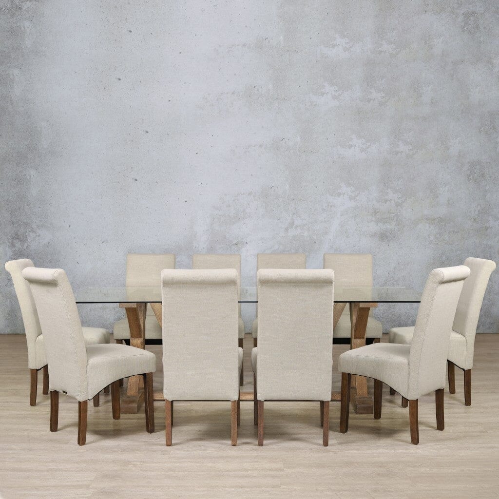 Berkeley Glass Top & Windsor 10 Seater Dining Set Dining room set Leather Gallery  Antique Dark Oak