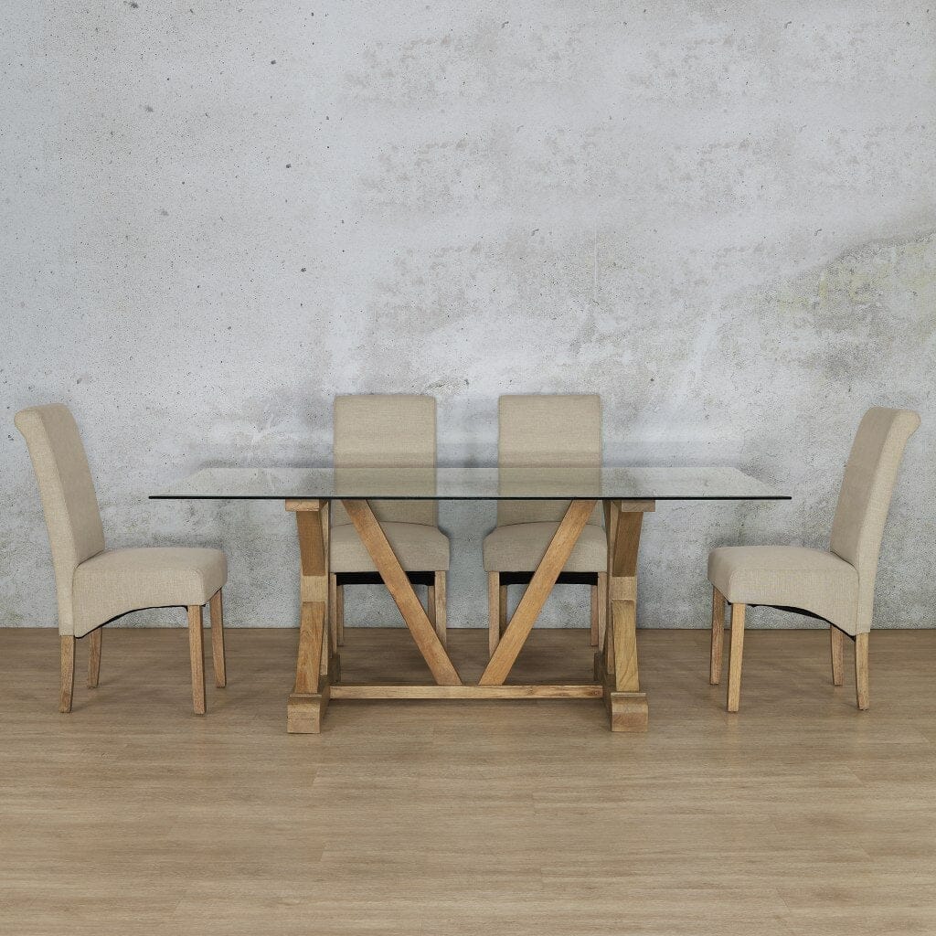 Berkeley Glass Top & Windsor 6 Seater Dining Set Dining room set Leather Gallery Antique Natural Oak