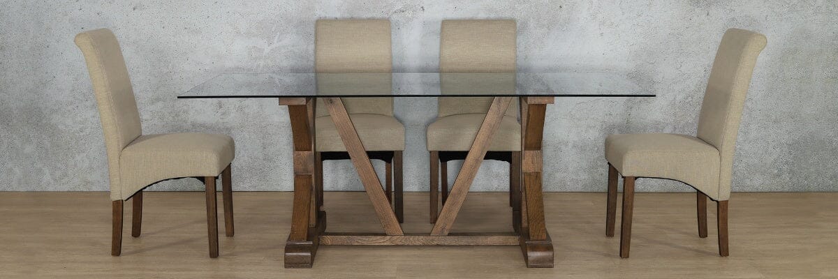 Berkeley Glass Top & Windsor 6 Seater Dining Set Dining room set Leather Gallery