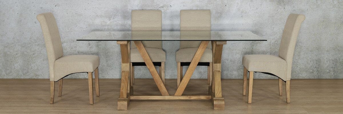 Berkeley Glass Top & Windsor 6 Seater Dining Set Dining room set Leather Gallery