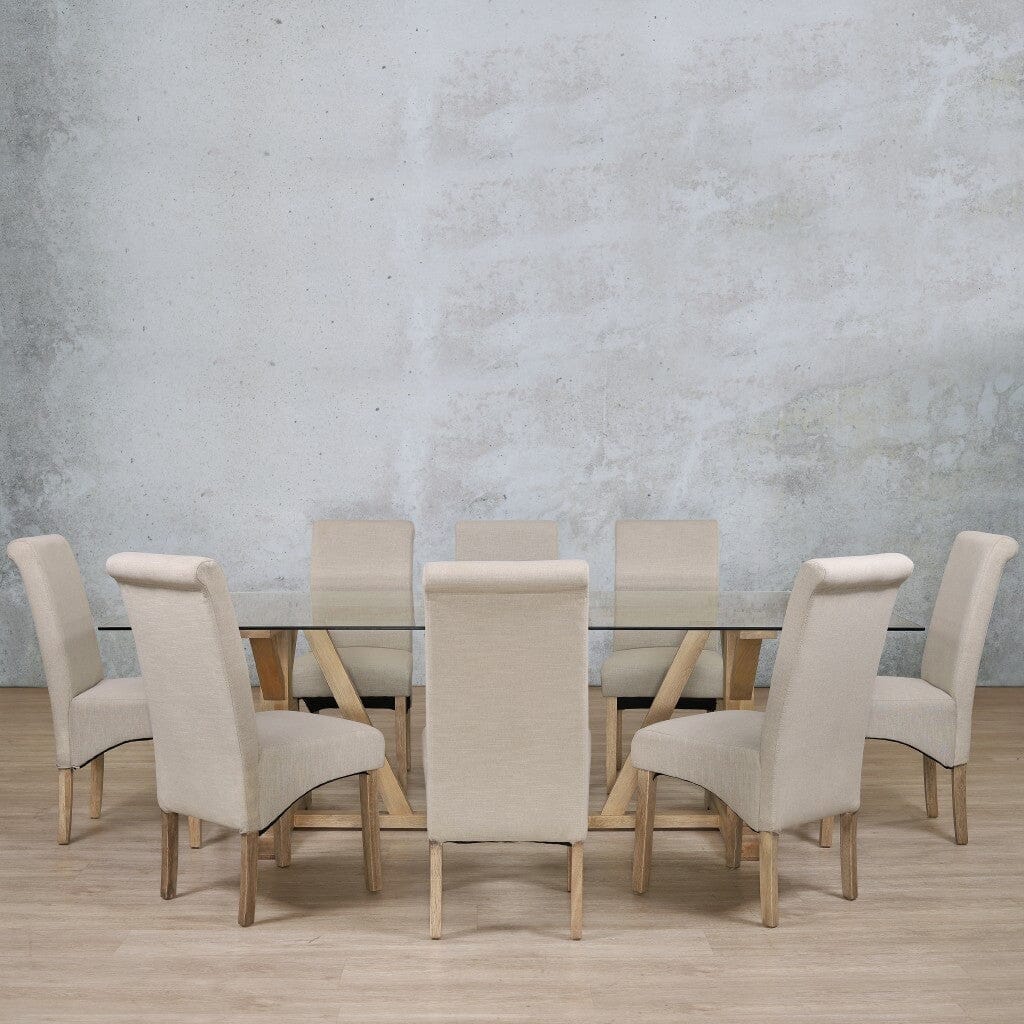 Berkeley Glass Top & Windsor 8 Seater Dining Set Dining room set Leather Gallery  Antique Natural Oak