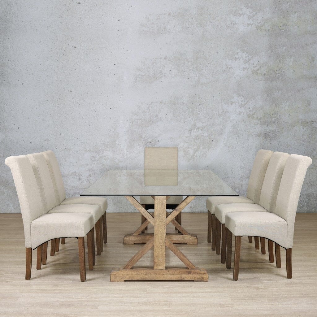 Berkeley Glass Top & Windsor 8 Seater Dining Set Dining room set Leather Gallery  Antique Dark Oak