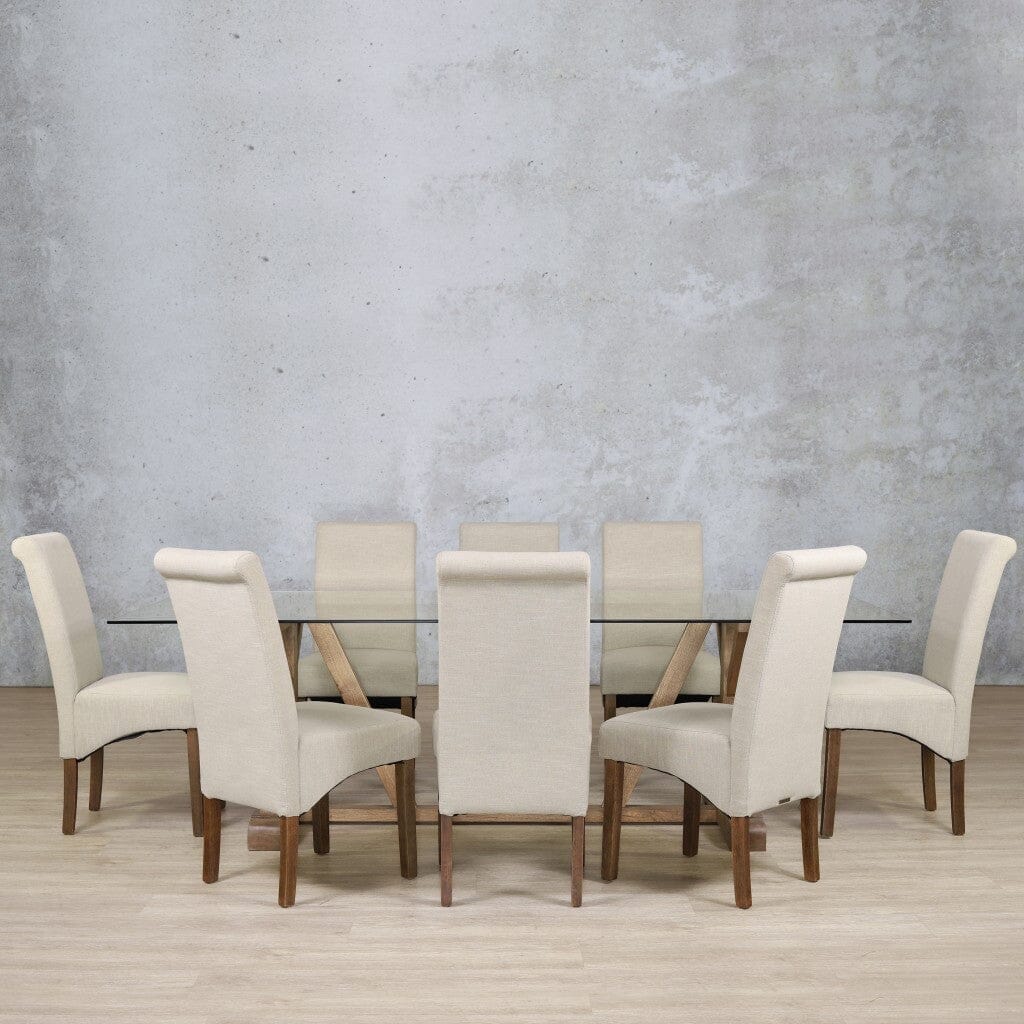 Berkeley Glass Top & Windsor 8 Seater Dining Set Dining room set Leather Gallery  Antique Dark Oak