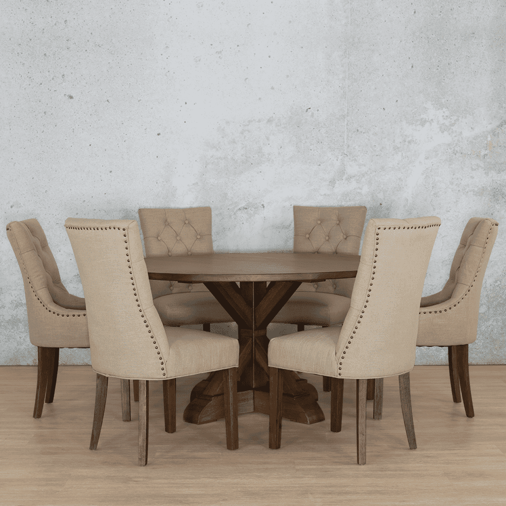 Berkeley Round 1500 6 Seater & Duchess Dining Set Dining Table Leather Gallery Antique-Dark-Oak 1500 Diameter