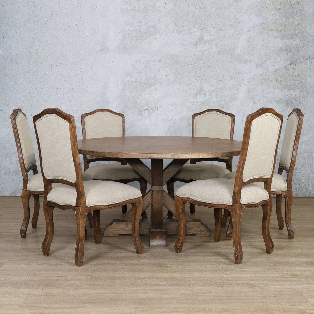 Berkeley Round 1500 6 Seater & Duke Dining Set Dining Table Leather Gallery Antique Dark Oak 1500 Diameter