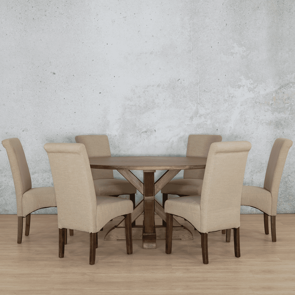 Berkeley Round 1500 6 Seater & Windsor Dining Set Dining Table Leather Gallery Antique-Dark-Oak 1500 Diameter