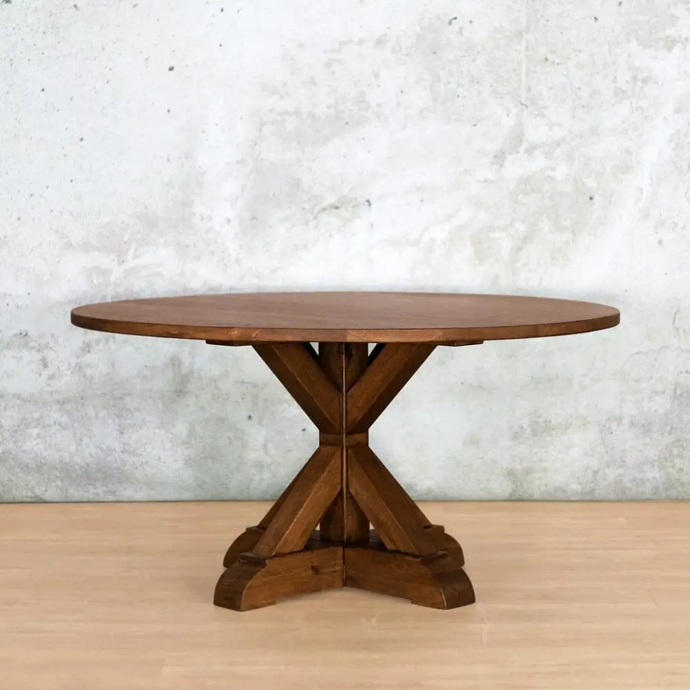 Berkeley 8 Seater Wooden Dining Table in Antique Dark Oak with solid X-base design.