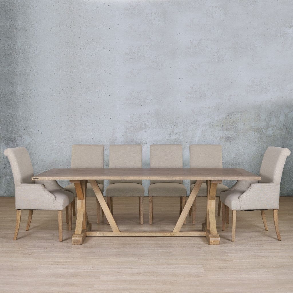 Berkeley Wood Top & Baron 10 Seater Dining Set Dining room set Leather Gallery Antique Natural Oak