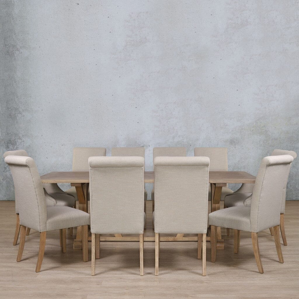 Berkeley Wood Top & Baron 10 Seater Dining Set Dining room set Leather Gallery  Antique Natural Oak