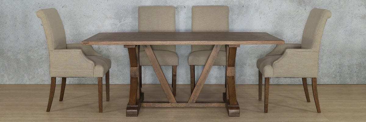 Berkeley Wood Top & Baron 6 Seater Dining Set Dining room set Leather Gallery