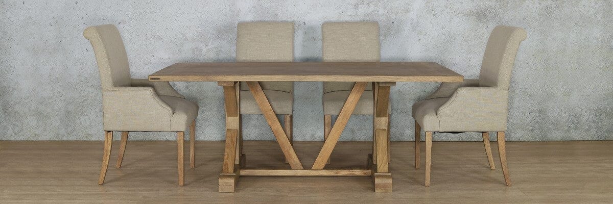 Berkeley Wood Top & Baron 6 Seater Dining Set Dining room set Leather Gallery