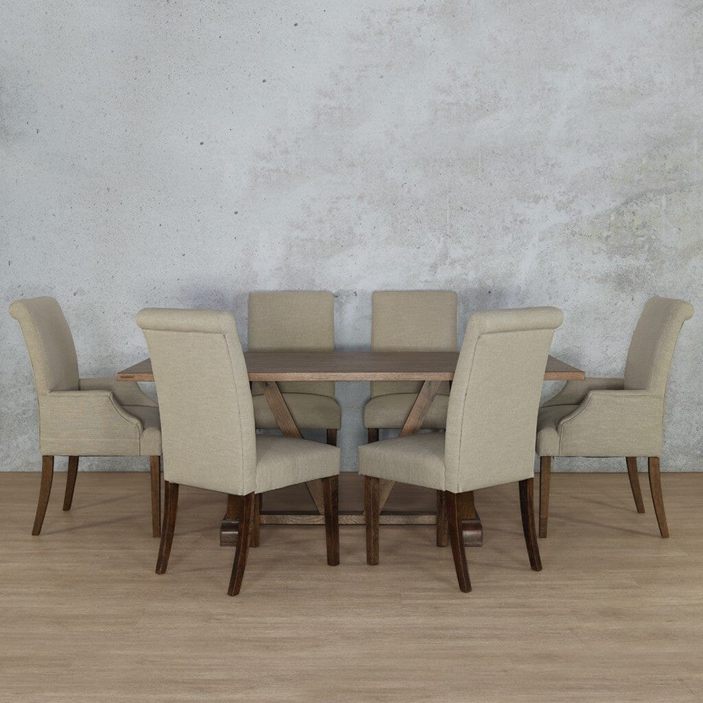 Berkeley Wood Top & Baron 6 Seater Dining Set Dining room set Leather Gallery Antique Dark Oak