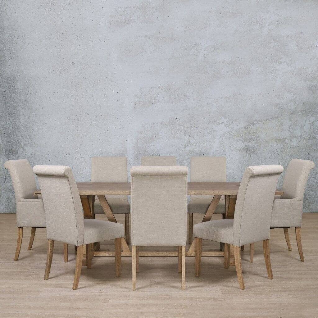 Berkeley Wood Top & Baron 8 Seater Dining Set Dining room set Leather Gallery  Antique Natural Oak