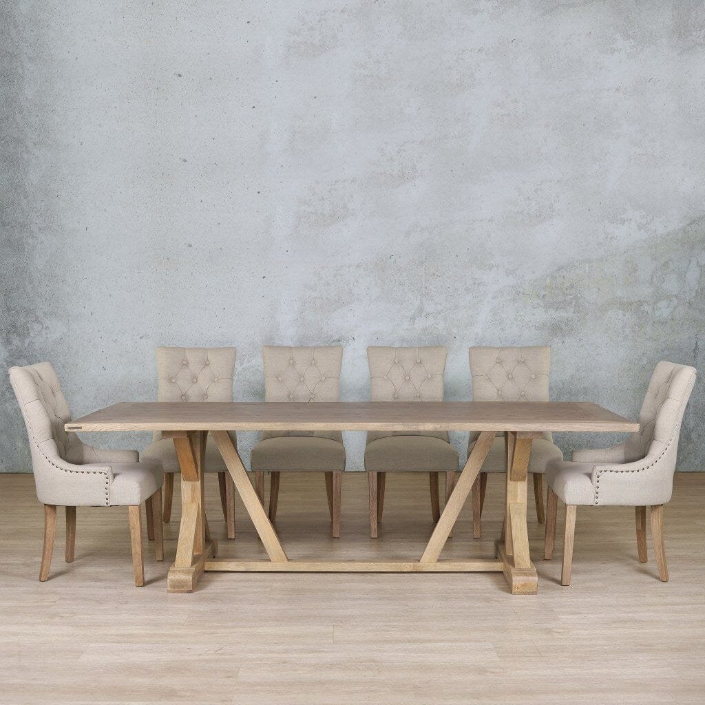 Berkeley Wood Top & Duchess 10 Seater Dining Set Dining room set Leather Gallery Antique Natural Oak