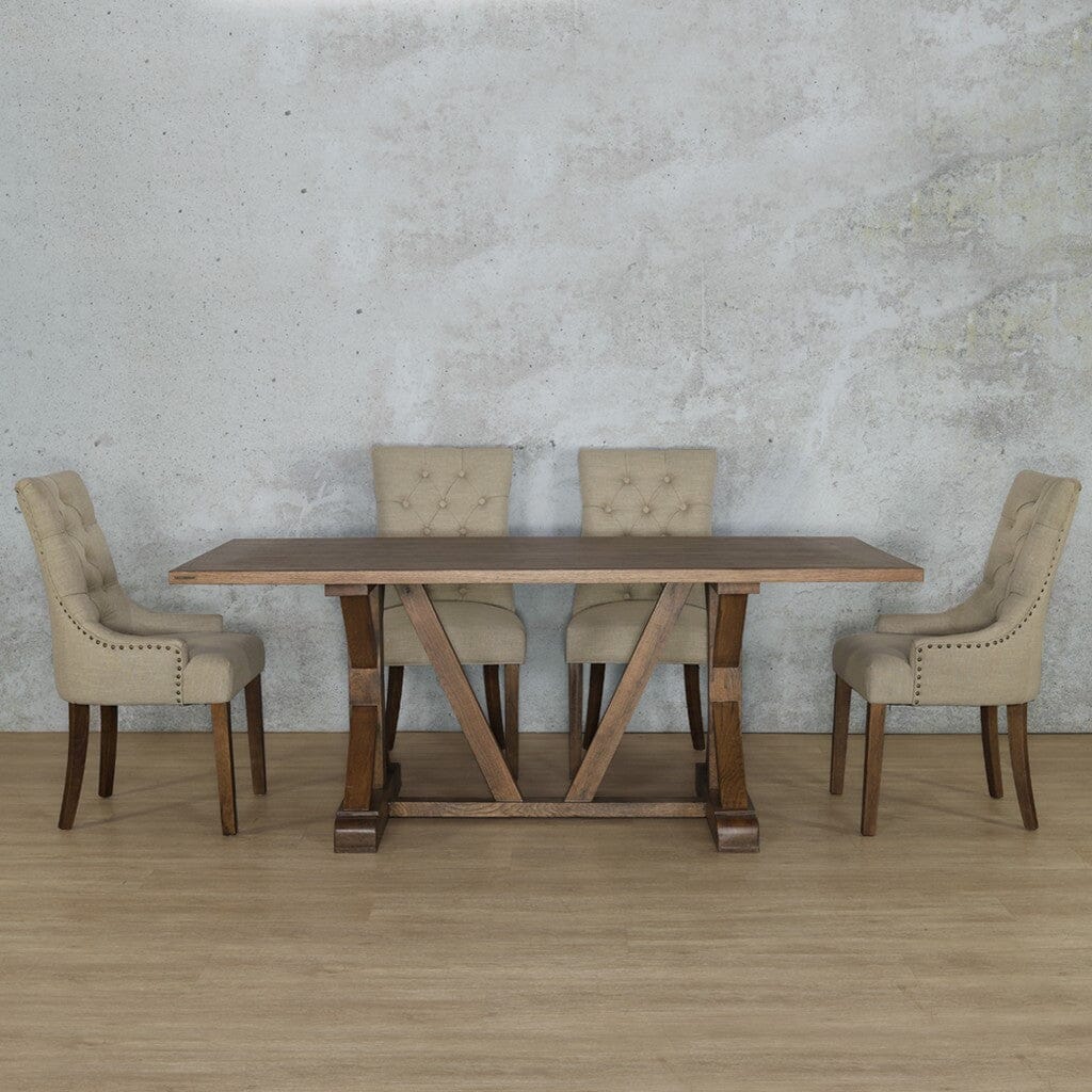Berkeley Wood Top & Duchess 6 Seater Dining Set Dining room set Leather Gallery Antique Dark Oak