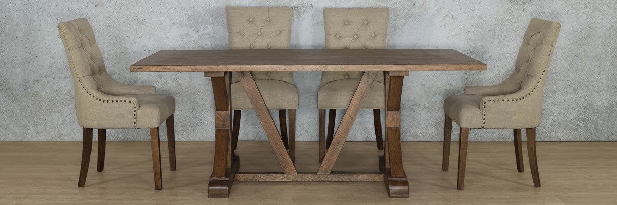 Berkeley Wood Top & Duchess 6 Seater Dining Set Dining room set Leather Gallery