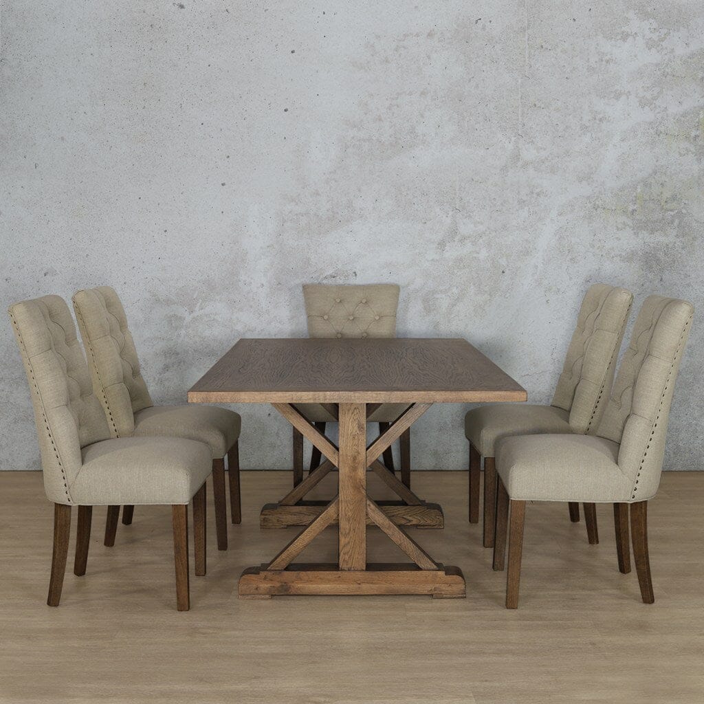 Berkeley Wood Top & Duchess 6 Seater Dining Set Dining room set Leather Gallery  Antique Dark Oak