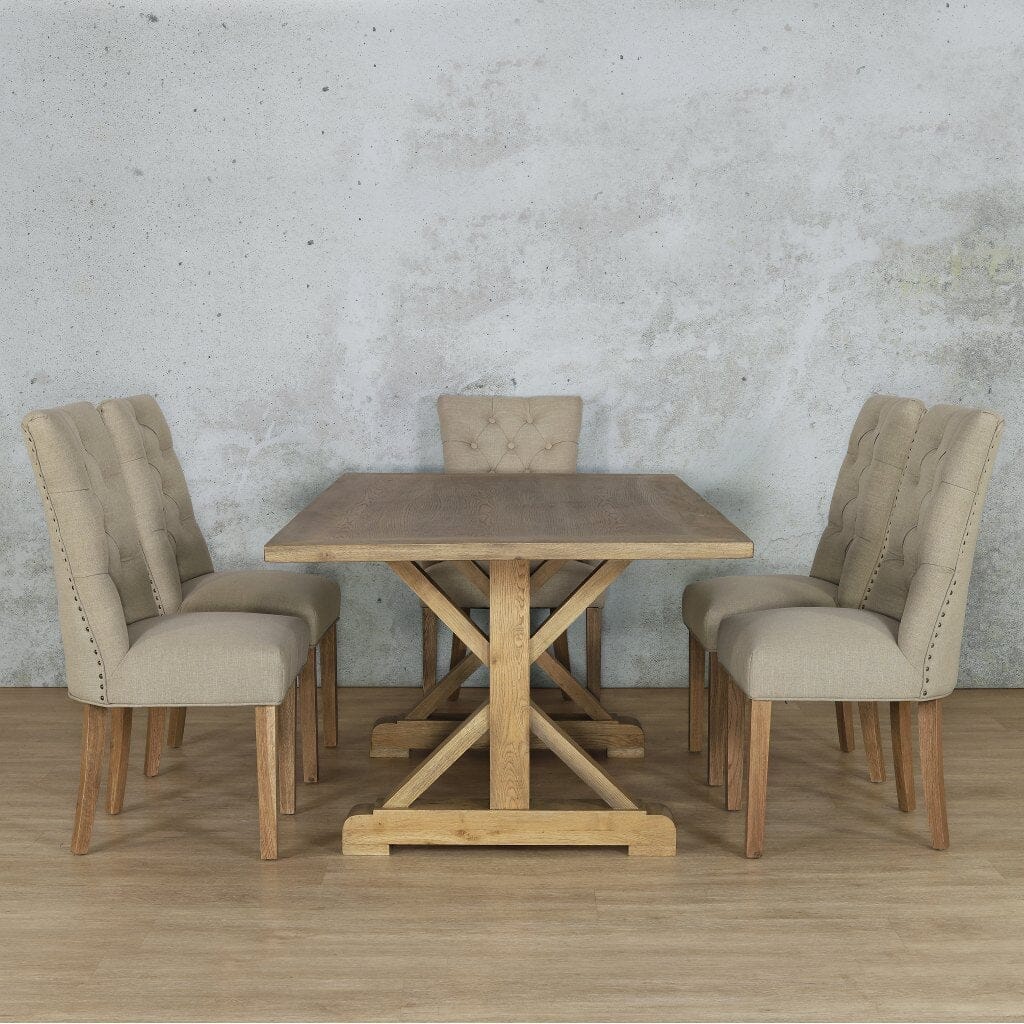 Berkeley Wood Top & Duchess 6 Seater Dining Set Dining room set Leather Gallery  Antique Natural Oak