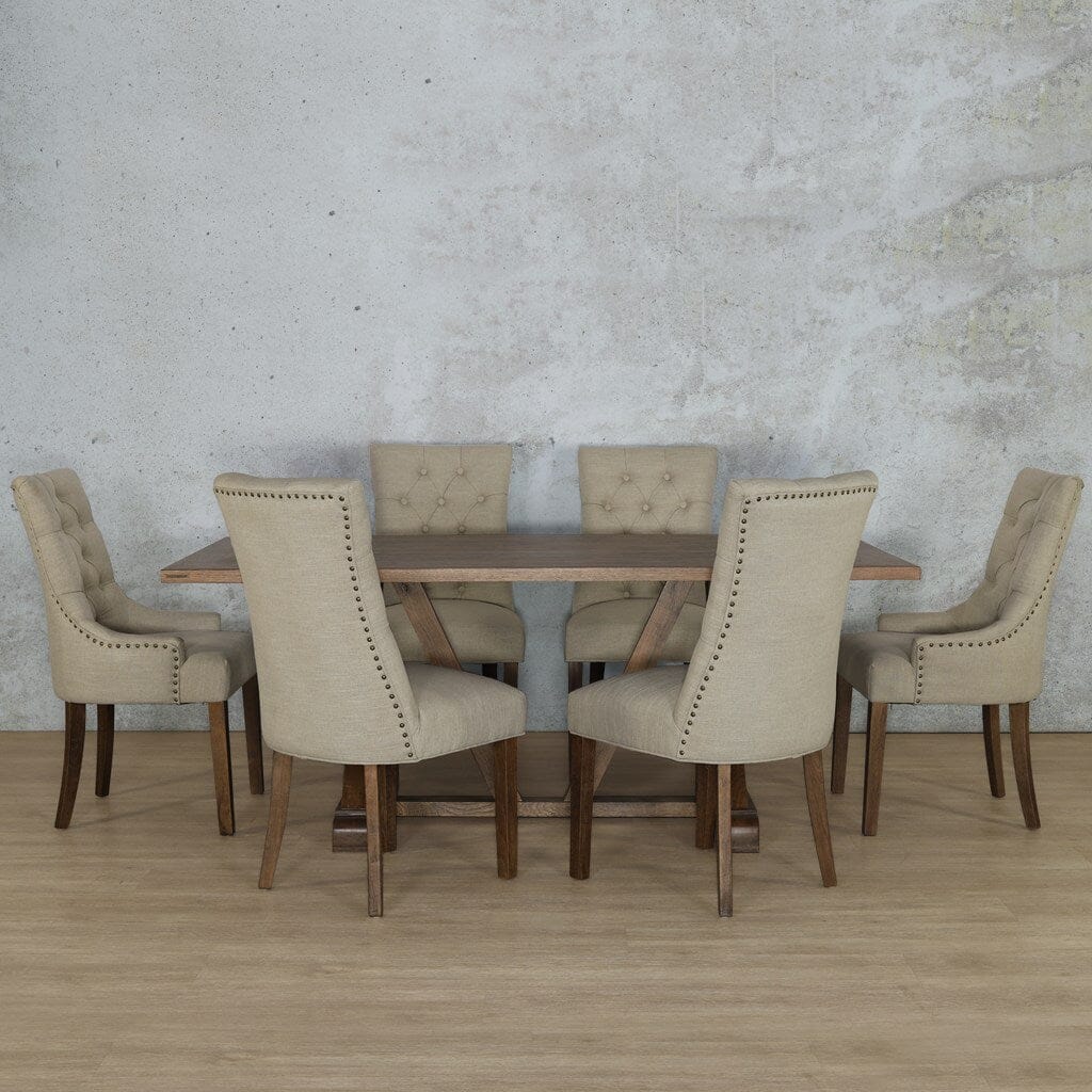 Berkeley Wood Top & Duchess 6 Seater Dining Set Dining room set Leather Gallery  Antique Dark Oak
