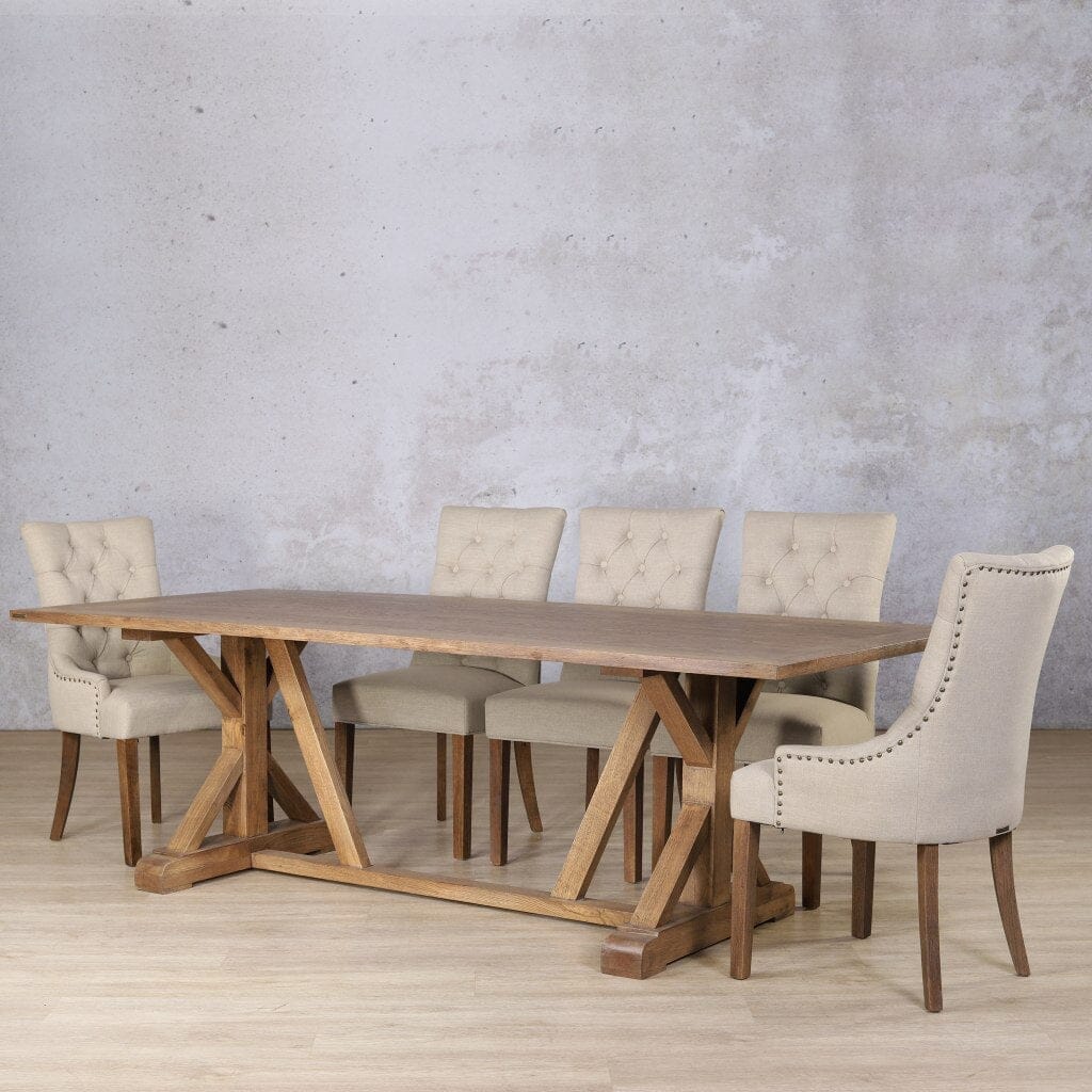 Berkeley Wood Top & Duchess 8 Seater Dining Set Dining room set Leather Gallery  Antique Dark Oak