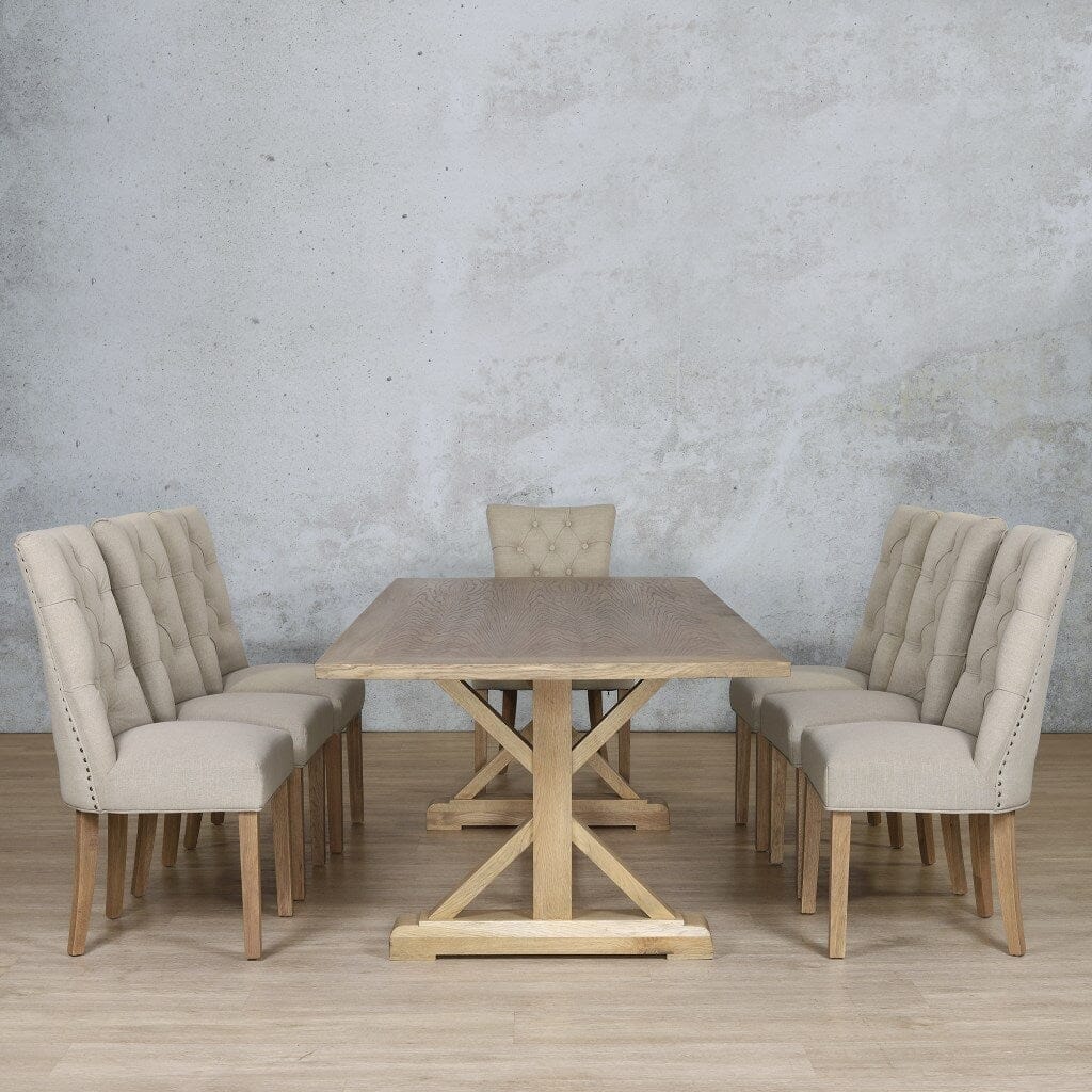 Berkeley Wood Top & Duchess 8 Seater Dining Set Dining room set Leather Gallery  Antique Natural Oak