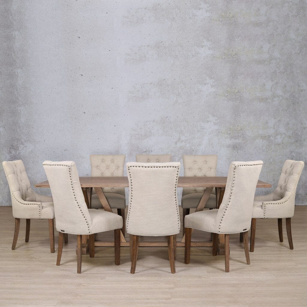 Berkeley Wood Top & Duchess 8 Seater Dining Set Dining room set Leather Gallery  Antique Dark Oak