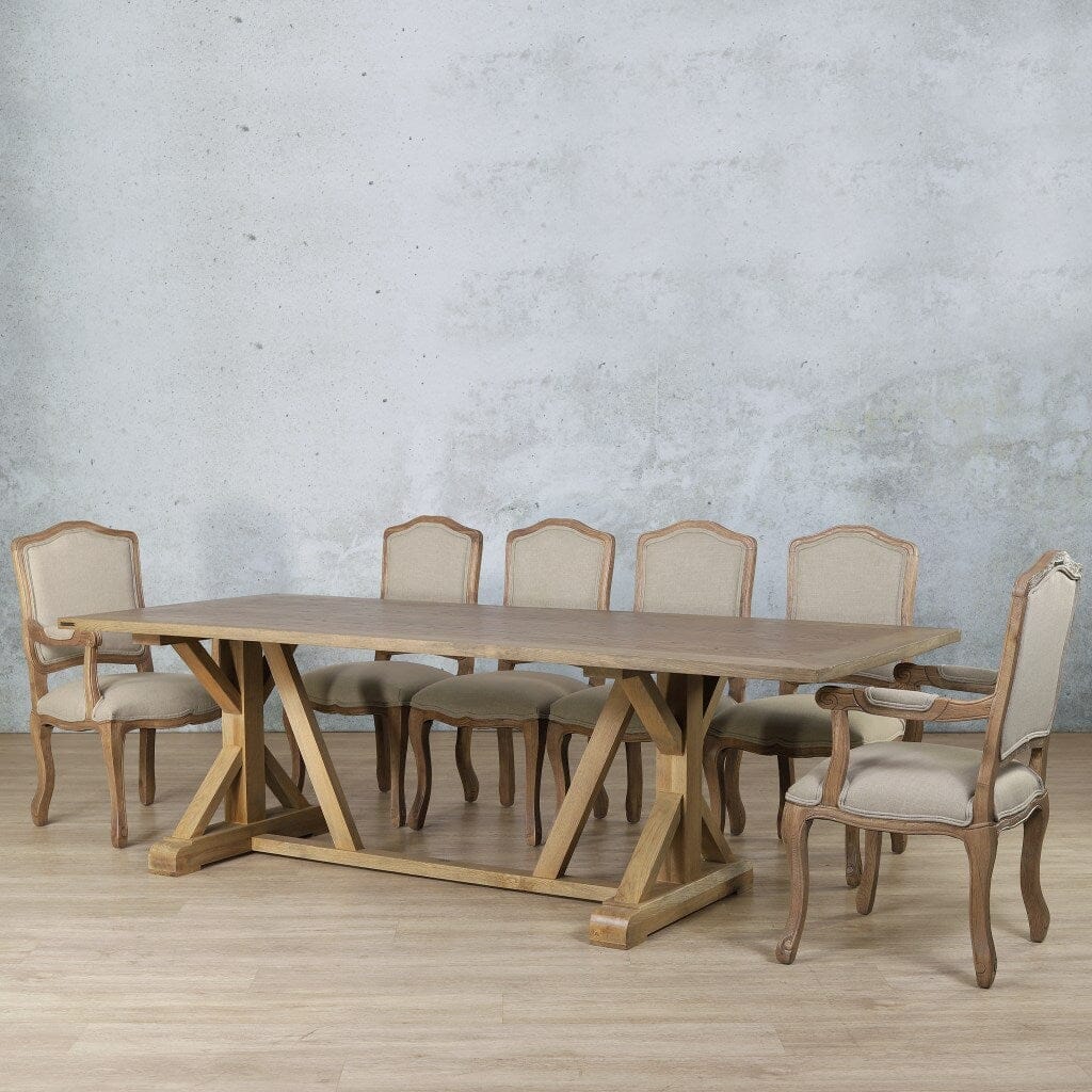 Berkeley Wood Top & Duke 10 Seater Dining Set Dining room set Leather Gallery  Antique Natural Oak