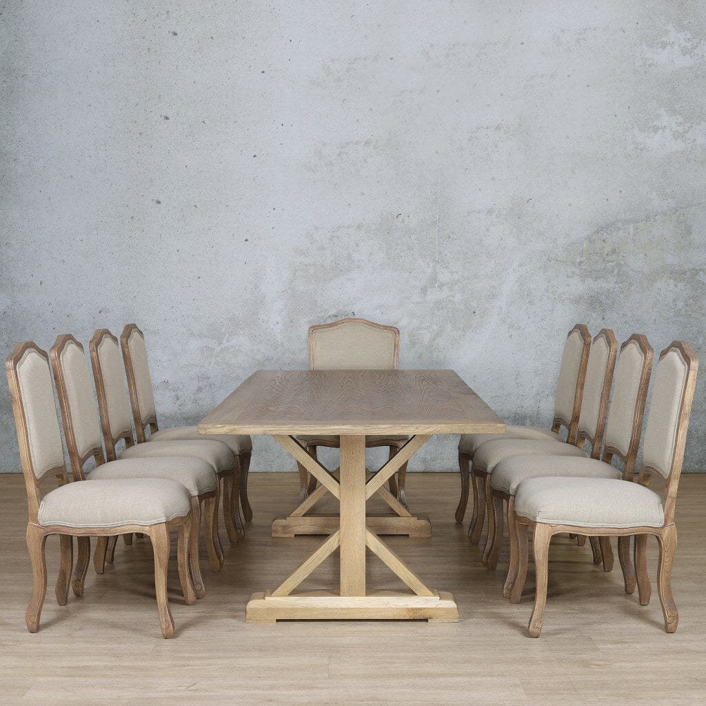 Berkeley Wood Top & Duke 10 Seater Dining Set Dining room set Leather Gallery  Antique Natural Oak