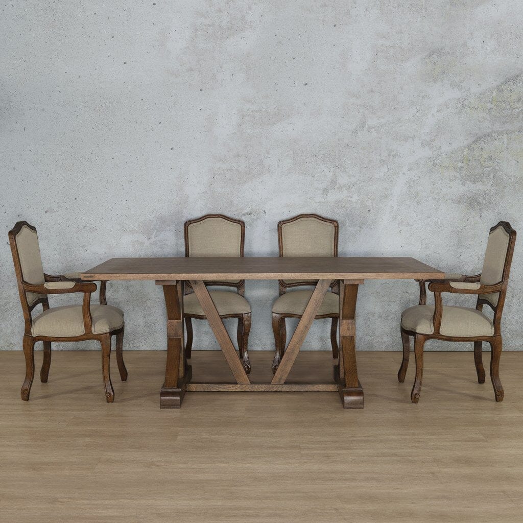 Berkeley Wood Top & Duke 6 Seater Dining Set Dining room set Leather Gallery Antique Dark Oak