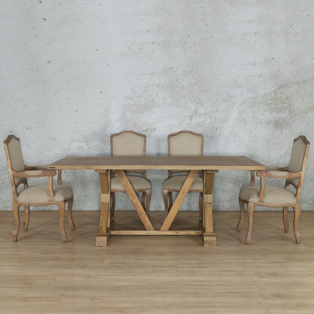 Berkeley Wood Top & Duke 6 Seater Dining Set Dining room set Leather Gallery Antique Natural Oak