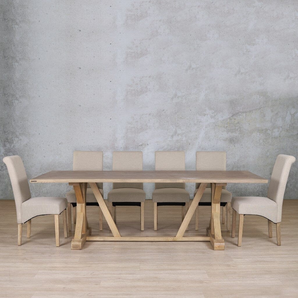Berkeley Wood Top & Windsor 10 Seater Dining Set Dining room set Leather Gallery Antique Natural Oak