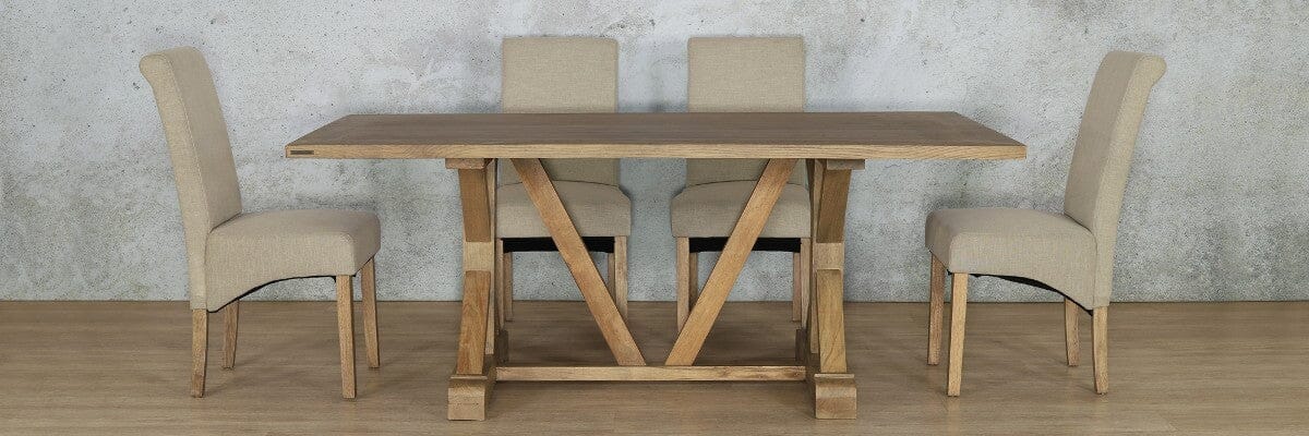 Berkeley Wood Top & Windsor 6 Seater Dining Set Dining room set Leather Gallery