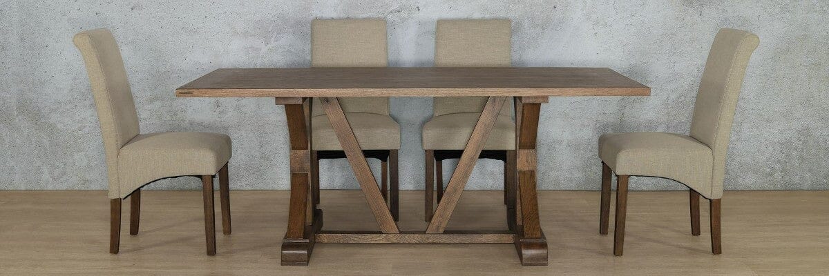 Berkeley Wood Top & Windsor 6 Seater Dining Set Dining room set Leather Gallery