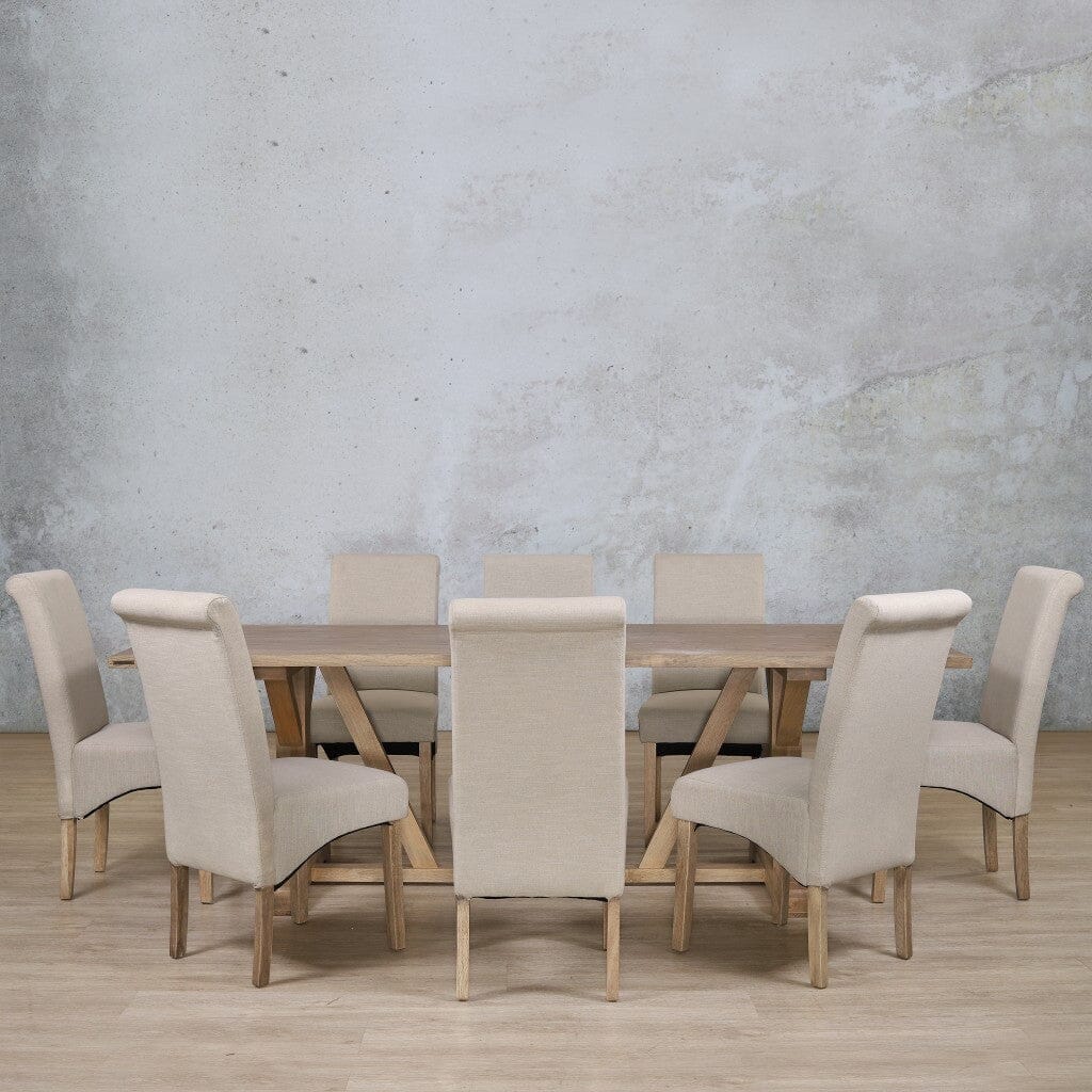Berkeley Wood Top & Windsor 8 Seater Dining Set Dining room set Leather Gallery  Antique Natural Oak