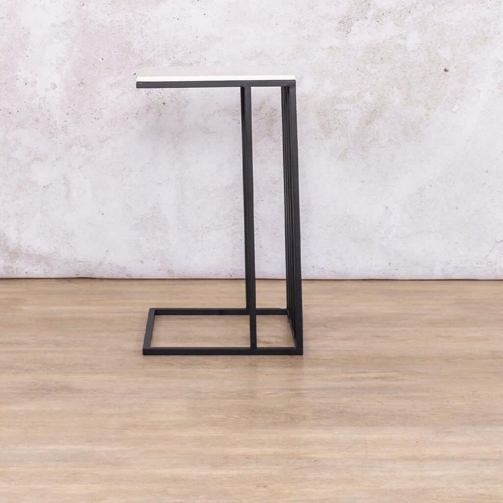 Black Riley Pillar Side Table Side Table Leather Gallery