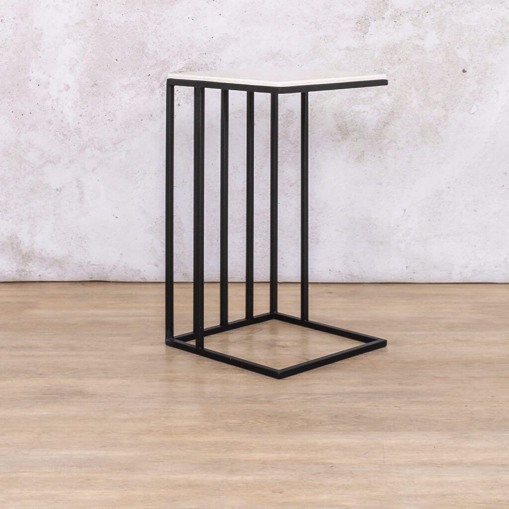 Black Riley Pillar Side Table Side Table Leather Gallery