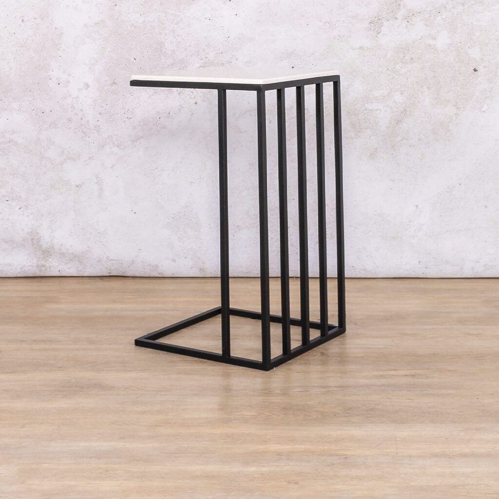 Black Riley Pillar Side Table Side Table Leather Gallery