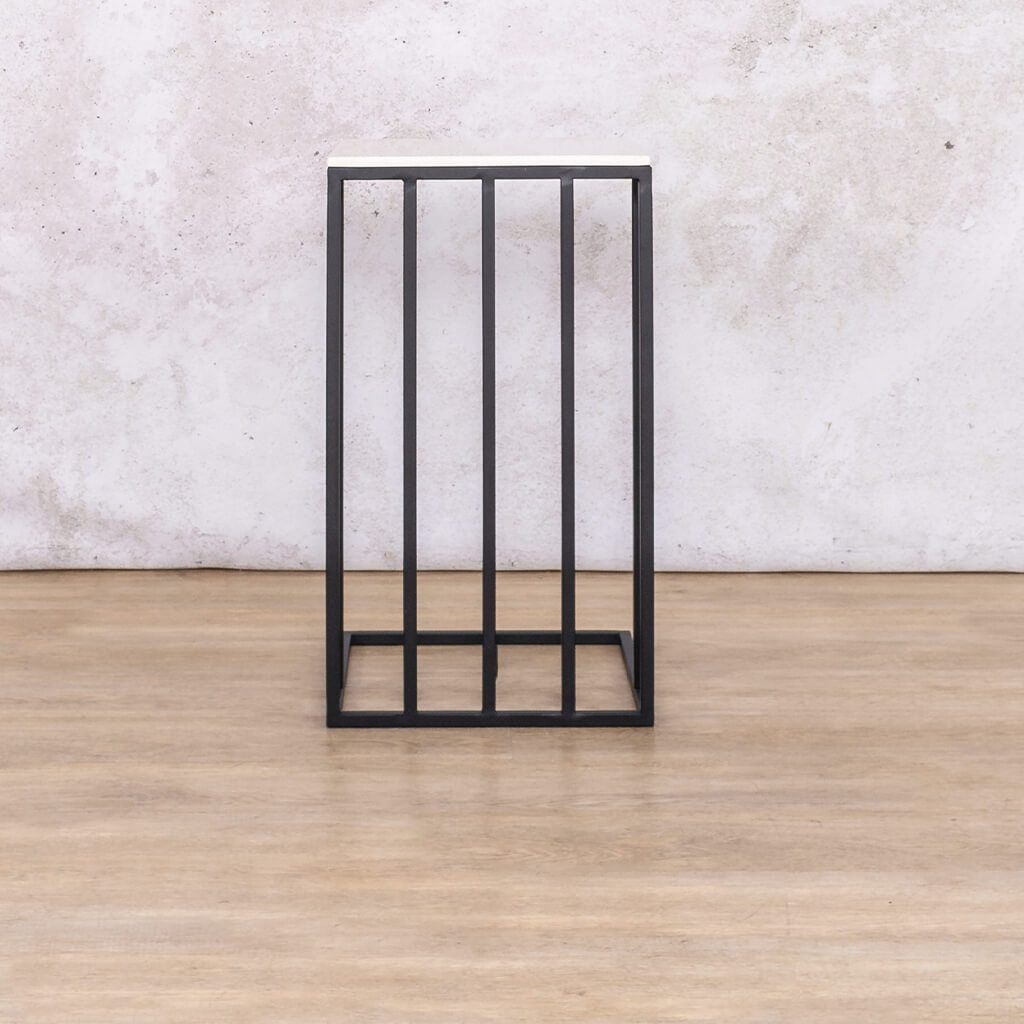 Black Riley Pillar Side Table Side Table Leather Gallery