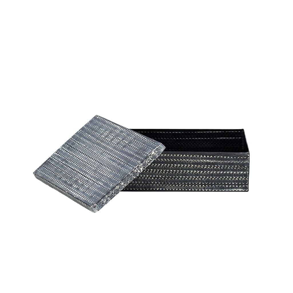 Black Thea Carved Box - Large File Box Leather Gallery