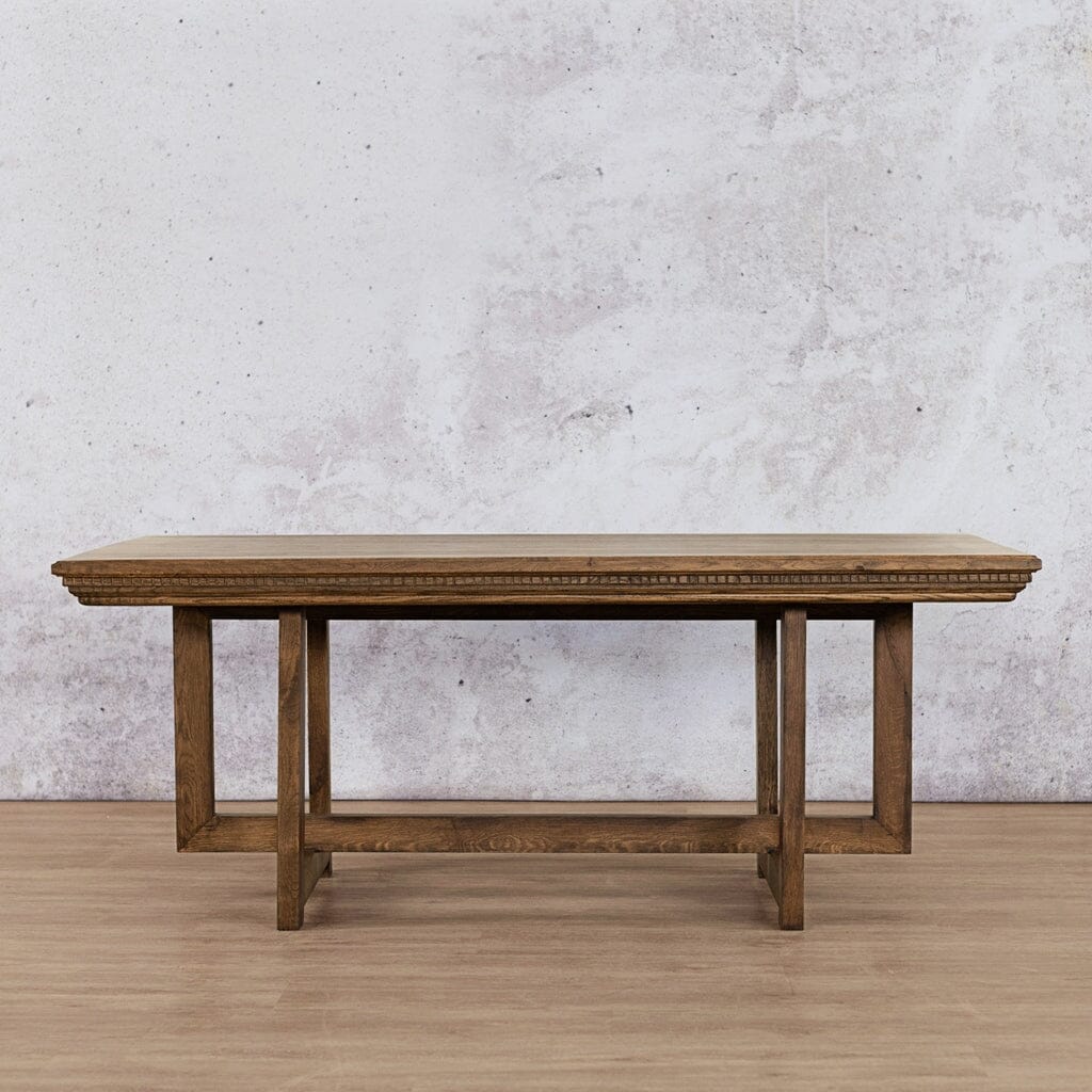 Bolton Fluted Wood Dining Table - 1.9M / 6 Seater Dining Table Leather Gallery antique dark oak