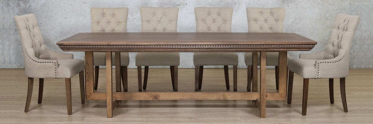 Bolton Fluted Wood & Duchess 10 Seater Dining Set Dining room set Leather Gallery