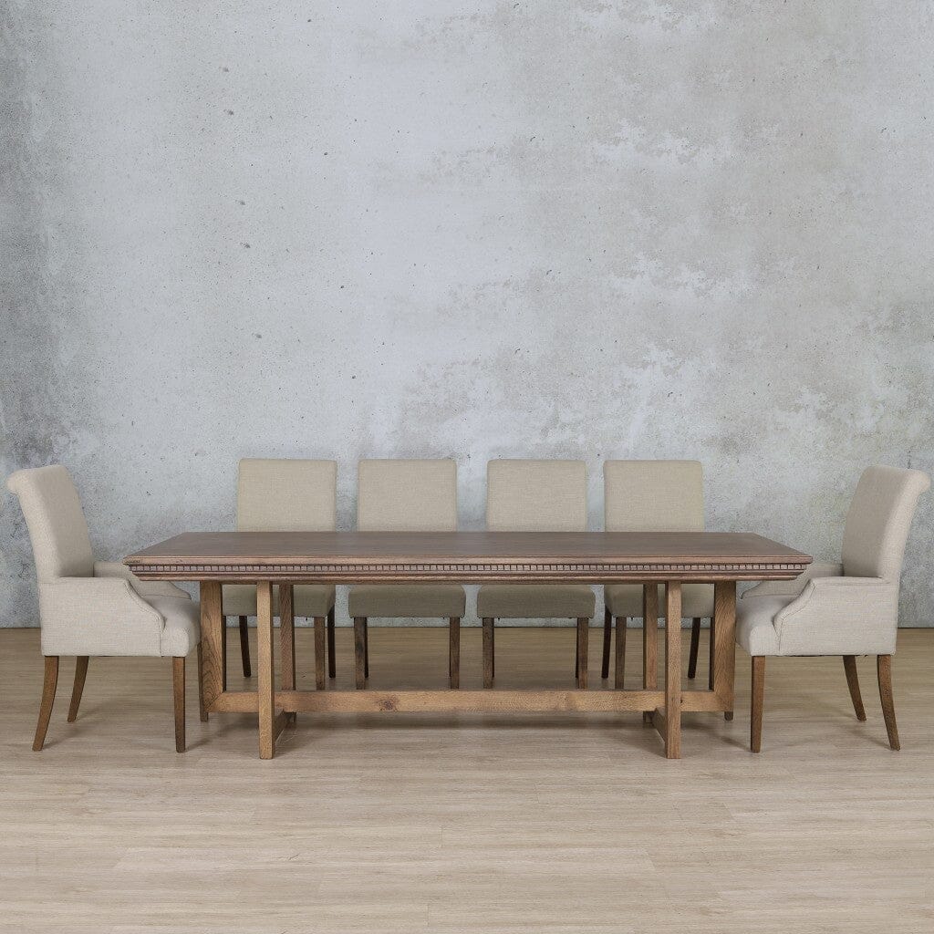 Bolton Fluted Wood Top & Baron 10 Seater Dining Set Dining room set Leather Gallery Antique Dark Oak