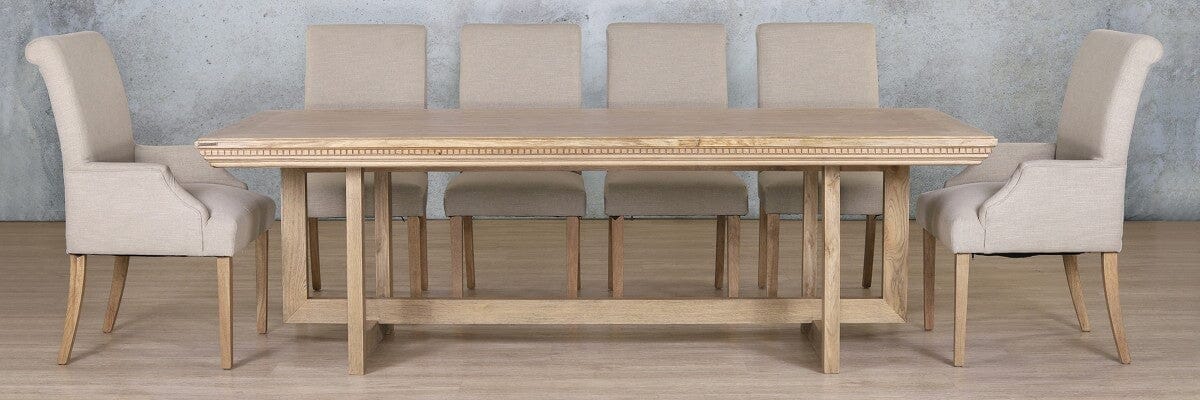 Bolton Fluted Wood Top & Baron 10 Seater Dining Set Dining room set Leather Gallery